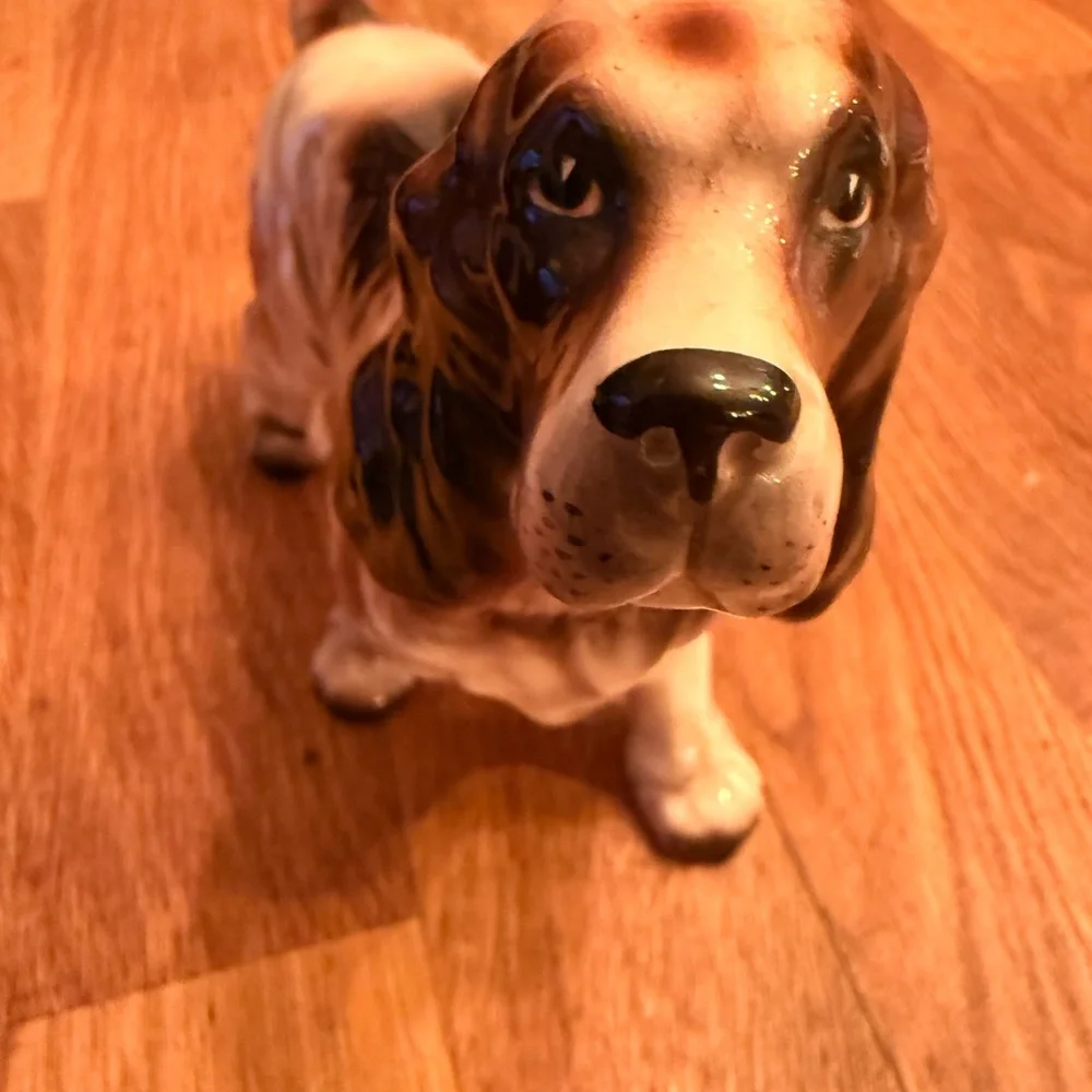 Vintage Spaniel Ceramic Dog Figurine - Brown and White